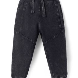 Babyhug Cotton Knit Full Length Solid Color Lounge Pant - Black-12
