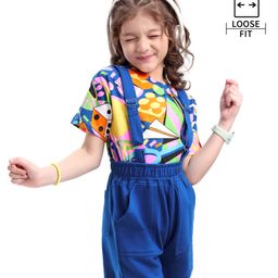 Ollington St. 100% Sinker Knit Half Sleeves Inner Top & Shorts with Tropical Theme Print - Navy Blue-picture-20