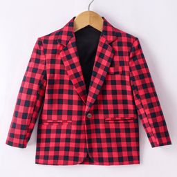 Rikidoos Full Sleeves Checked Blazer - Red & Black-image-42