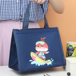 Butterthief Printed Insulated Leak Proof Lunch Box Bag for School Kids - Navy Blue-image-2