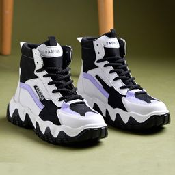Shoetopia Colour Blocked Shoes - White & Black-image-125