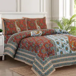 JAIPUR FABRIC Red & White Floral Printed 280 TC Cotton King Bedsheet Set 2.54 m x 2.74 m-image-17