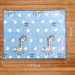Babyhug Premium Reversible Plush Soft & Warm Double Layer Blanket Giraffe Print - Blue image 3