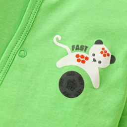 Doreme Single Jersey Full Sleeves Front Open Vest with Elephant Print - Green image 3