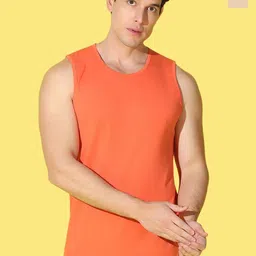 WOOSTRO Pack Of 2 Printed Combed Cotton Gym Vests VWS26(ALONE RUST)(PLAIN ORANGE)-33