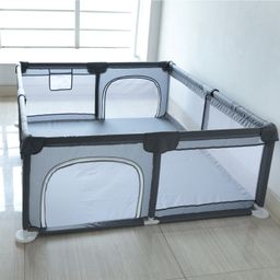 fab n funky Smart Folding & Portable with Safety Lock Playpen with Play Gate Fence- Dark Grey image 5