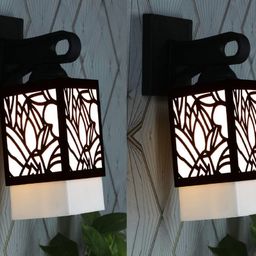 Gojeeva Black & White 2 Pieces Textured Wooden Rectangle Shaped Wall Lamp-picture-11