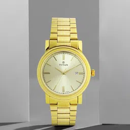 Titan Men Gold-Toned Dial Watch 1712YM03-33