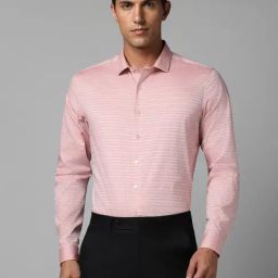 Louis Philippe Pink Cotton Slim Fit Texture Shirt-picture-12