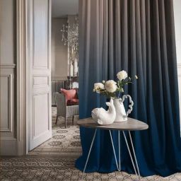 SPACES DRAPE STORY Elegant Printed Blue & Cream Polyester 7 ft Door Curtains - Set of 4 image 4