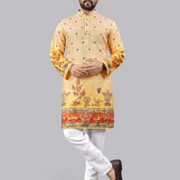 HERE&NOW Men Geometric Printed Thread Work Kurta-picture-57