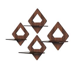 RANDOM Set Of 4 Brown MDF Square Basic Wall Plant/Flower Shelf image 4