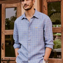 Andamen Men Casual Linen Woven Slim Fit Shirt-picture-21