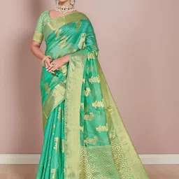 Anouk Rustic Ethnic Motifs Woven Design Organza Saree-picture-29
