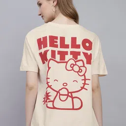 Free Authority Hello Kitty Printed Pure Cotton Oversized Fit Round Neck T-Shirt-image-88