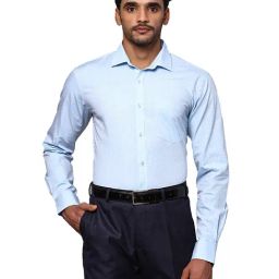 Park Avenue Light Blue Slim Fit Self Design Shirt-picture-42