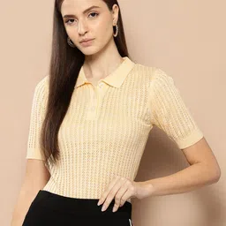 her by invictus Open Knit Pure Acrylic Pullover-image-9