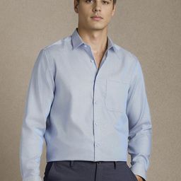 Louis Philippe Textured Spread Collar Pure Cotton Formal Shirt-picture-5