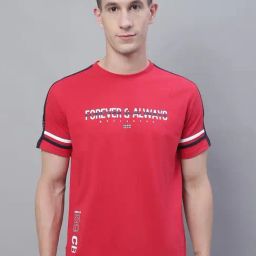 Cantabil Red Regular Fit Printed T-Shirt-image-21