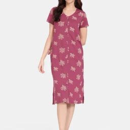 Zivame Purple Printed Night Dress-picture-20