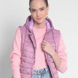 Crimsoune Club Pink Slim Fit Puffer Jacket-image-22