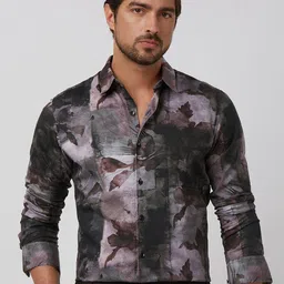 Mufti Men Spread Collar Abstract Printed Cotton Slim Fit Casual Shirt-image-75