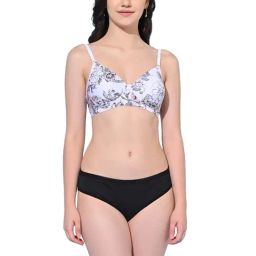 FIMS White & Black Floral Print Bra Panty Set-picture-21