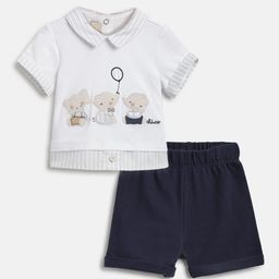 Chicco Boys Embroidered Polo Collar Shirt With Shorts-image-66