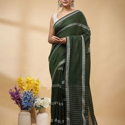 SLAGHA Ethnic Motifs Embroidered Taant Saree-picture-8