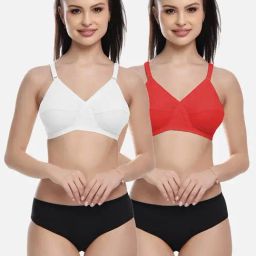 FIMS: Fashion is my Style White & Red Cotton Lingerie Set - Pack Of 2-21