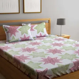 Klotthe Multicolor Cotton Blend 300 TC Double Bedsheet With 2 Pillow Covers-picture-16