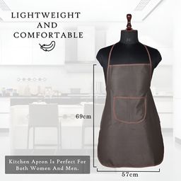 Aura Brown 3 Pieces Checked Apron With Center Pocket image 2