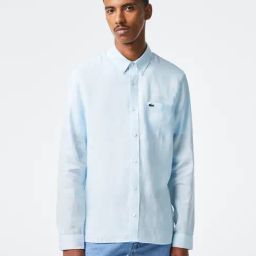 Lacoste Blue Linen Regular Fit Shirt-image-44