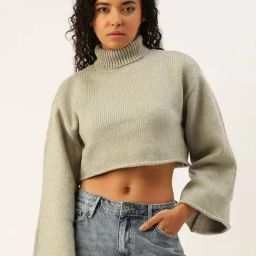 Forever 21 Green Crochet Pattern Cropped Sweater-picture-17