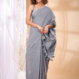 Jinal & JinalSolid Pure Cotton Designer Saree-image-24