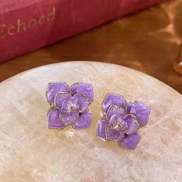 PASU FASHION Gold-Plated Floral Studs-25