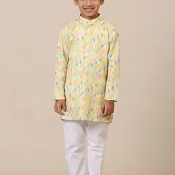 Stuffie Land Boys Geometric Printed Mandarin Collar Pure Cotton Straight Kurta & Pyjamas-44