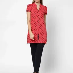 Sweet Dreams Tomato Red Cotton Printed Kurti Pyjama Set-image-40