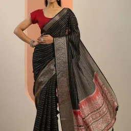 Libas Black Woven Design Saree With Unstitched Blouse-picture-37