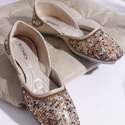 ICONICS Women Multi-Color Rhinestone Ethnic Mojaris-picture-24