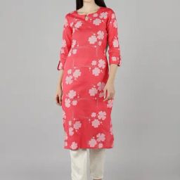 Vaamsi Pink Cotton Printed Straight Kurta-picture-39