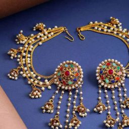 Priyaasi Bahubali Golden Brass Dangler Earrings-37