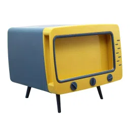 Amour TV Shaped Phone Holder with Tissue Box, Tissue and Smartphone Holder, Versatile Yellow and Blue-image-4