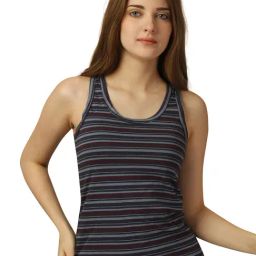 Soie Grey & Maroon Striped Camisole-image-62