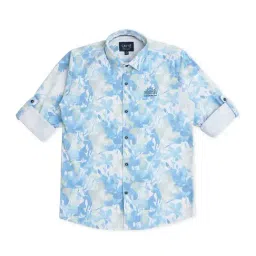 Cavio Kids Turquoise Printed Full Sleeves Shirt-image-15