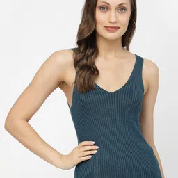 Kalt V-Neck Sleeveless Ribbed Cotton Fitted Top-picture-11