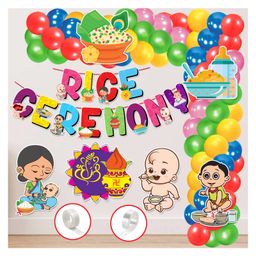 Zyozi Annaprashan Decoration Items Rice Ceremony Decorations Items Baby Photoshoot Props Multicolour - Pack of 59-image-45