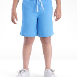 Arias Cotton Twill Knee Length Solid Color Relaxed Fit Shorts With Tipping Tape - Blue-image-5