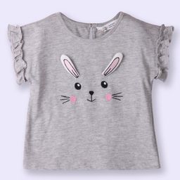 Beebay Half  Sleeves  Bunny Face Detailed  Top - Grey-image-12