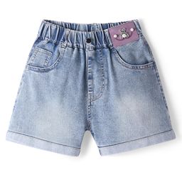 Kookie Kids Solid Shorts with Bear Applique - Navy-image-58
